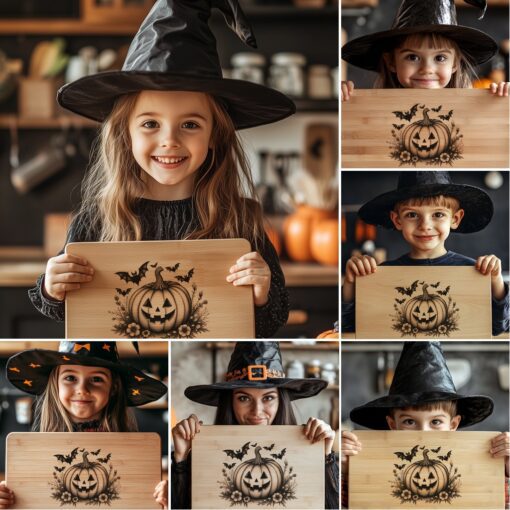 File di incisione per taglieri di salumi di Halloween, design spettrali e stregoneschi per decorare il servizio - immagine 3