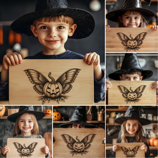 File di incisione per taglieri di salumi di Halloween, design spettrali e stregoneschi per decorare il servizio - immagine 5