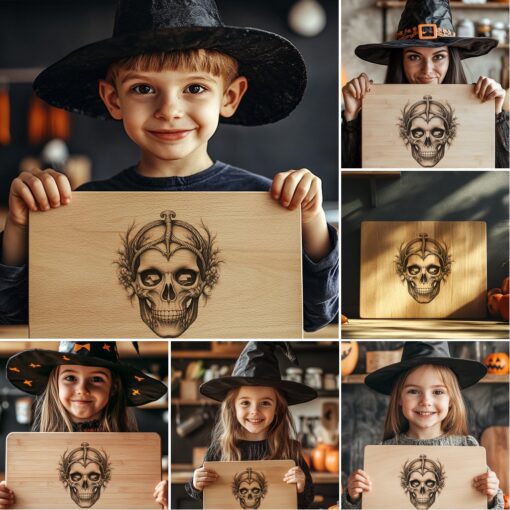 File di incisione per taglieri di salumi di Halloween, design spettrali e stregoneschi per decorare il servizio - immagine 6