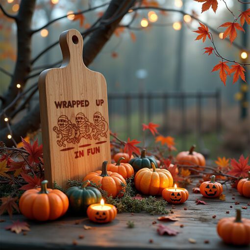 Halloween Charcuterie Board Engraving, Funny Mummy Sack Race,