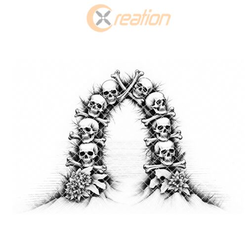 File laser per incisione tagliere charcuterie di Halloween, design spettrale con portale di ossa. - immagine 6
