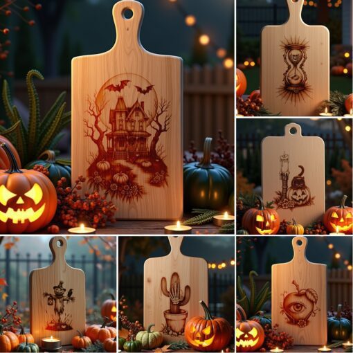 Halloween Charcuterie Board Laser Engraving Designs, Spooky Bundle,
