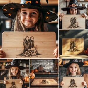 Halloween Charcuterie Board Laser Engraving File Bundle, Spooky