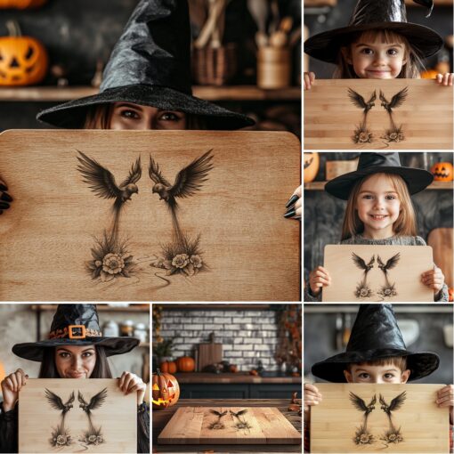 Bundle di file per incisione laser per tagliere charcuterie a tema Halloween, Design spaventosi per taglieri di formaggio - immagine 6