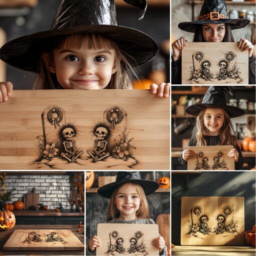 Halloween Charcuterie Board Laser Engraving File, Skull and