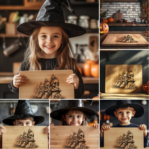 Halloween Charcuterie Board Laser Engraving File, Skull and