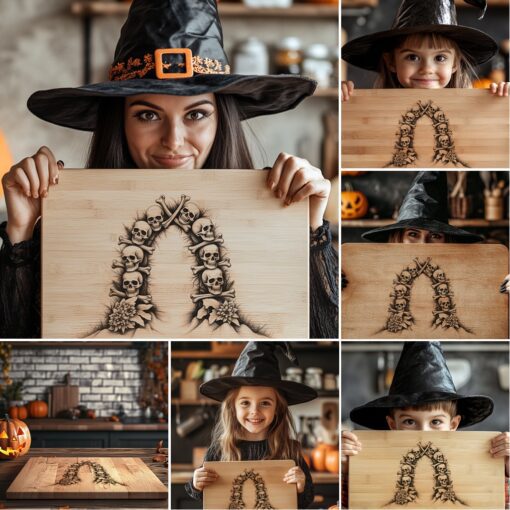 Halloween Charcuterie Board Laser Engraving File, Skull and