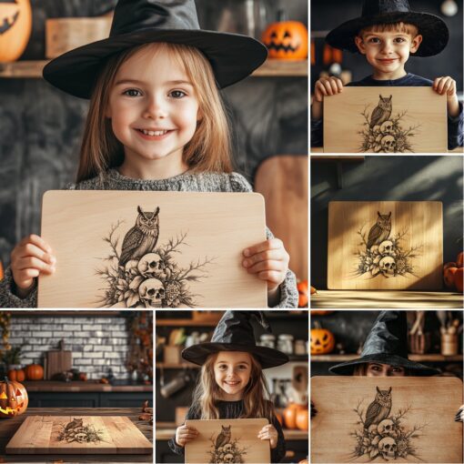 Halloween Charcuterie Board Laser Engraving File, Skull and