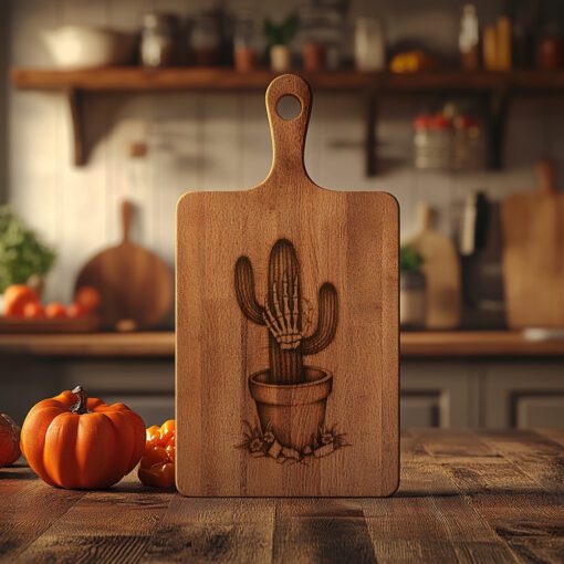File per incisione laser per tagliere da salumi di Halloween, design cactus mano di zombie, decorazioni per feste - immagine 6