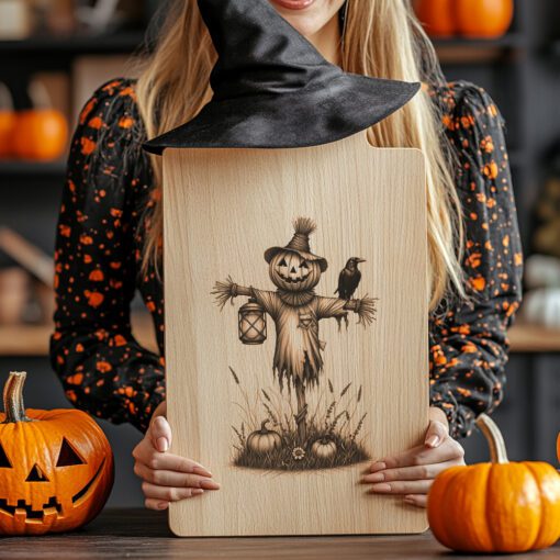 Halloween Charcuterie Board Laser File, Lantern Scarecrow Platter