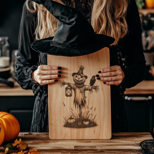 Halloween Charcuterie Board Laser File, Lantern Scarecrow Platter