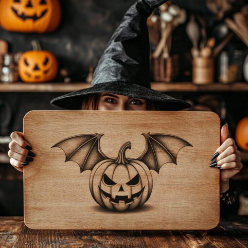 Halloween Charcuterie Board Laser File, Pumpkin Bat Design,