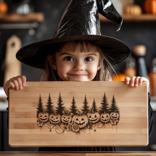 Halloween Charcuterie Board Laser File, Pumpkin Lantern Border,