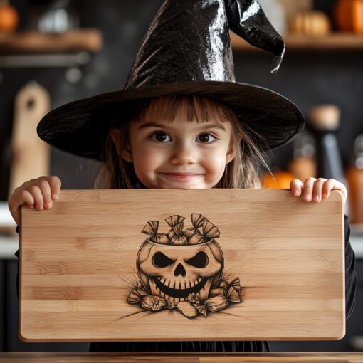 Halloween Charcuterie Board Laser File, Skull Candy Bowl,