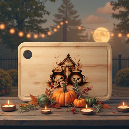 Halloween Charcuterie Board Laser File, Spooky Cauldron Engraved