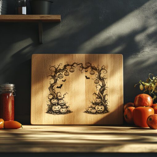 File laser per tagliere charcuterie di Halloween, Arco lanterna strega, Tagliere da portata spettrale - immagine 4