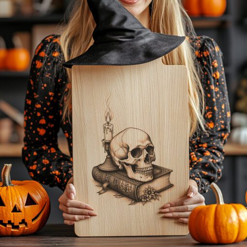 Halloween Charcuterie Board, Skull Book Design, Gothic Spooky