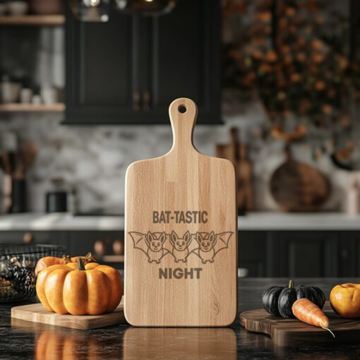 Halloween Cheese Board Engraving, Bat Design, Spooky Charcuterie