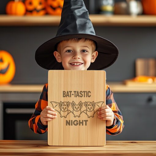 Halloween Cheese Board Engraving, Bat Design, Spooky Charcuterie