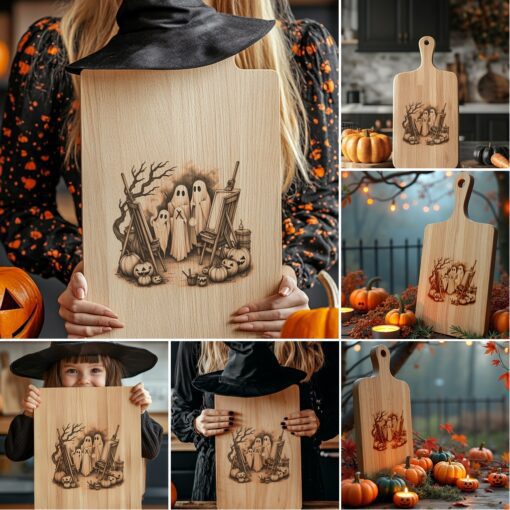 Halloween Engraving Bundle, Spooky Charcuterie Board Laser Designs,