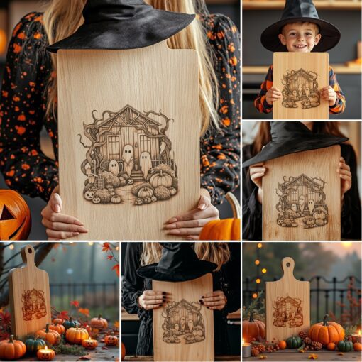 Halloween Engraving Bundle, Spooky Charcuterie Board Laser Designs,