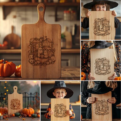 Halloween Engraving Bundle, Spooky Charcuterie Board Laser Designs,
