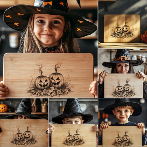 Halloween Laser Engraving Bundle, 6 Spooky Charcuterie Board