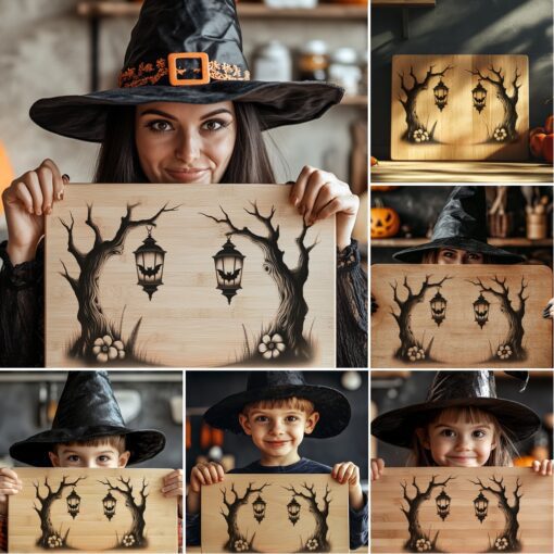 Halloween Laser Engraving Bundle, 6 Spooky Charcuterie Board