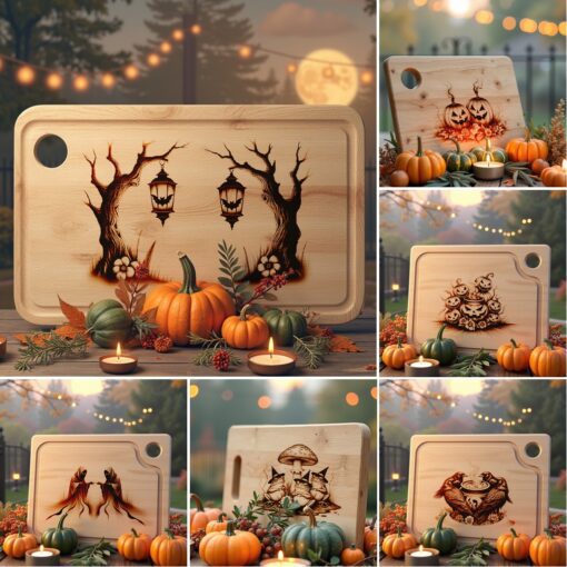 Halloween Laser Engraving Bundle, 6 Spooky Charcuterie Board