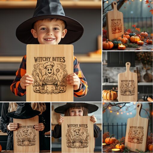 Halloween Laser Engraving File Bundle, Cute Charcuterie Board,