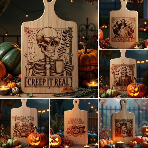 Halloween Laser Engraving File Bundle, Funny Spooky Charcuterie
