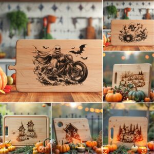 Halloween Laser Engraving File Bundle, Spooky Charcuterie Board