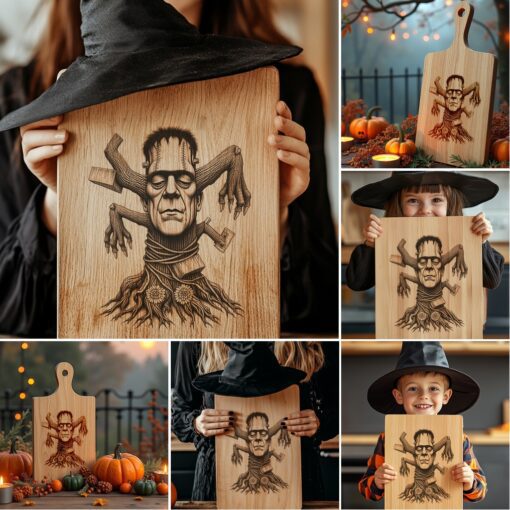 Halloween Laser Engraving File Bundle, Spooky Charcuterie Board