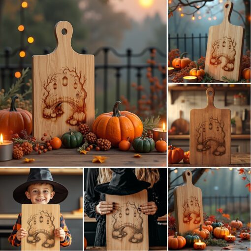 Halloween Laser Engraving File Bundle, Spooky Charcuterie Board