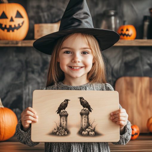Halloween Laser Engraving File, Charcuterie Board, Gothic Twin