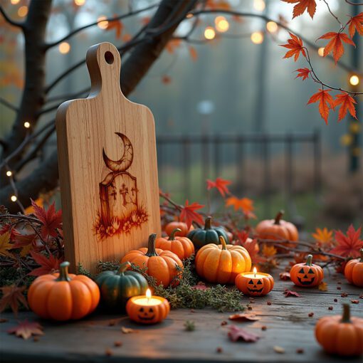 Halloween Laser Engraving File, Crescent Moon Tombstone Charcuterie