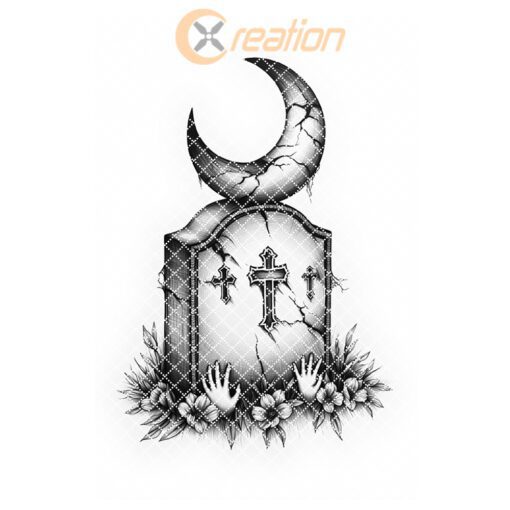 Halloween Laser Engraving File, Crescent Moon Tombstone Charcuterie