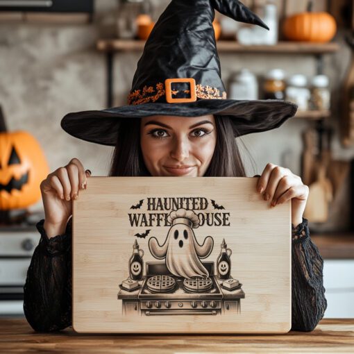 Halloween Laser Engraving File, Ghost Chef Charcuterie Board