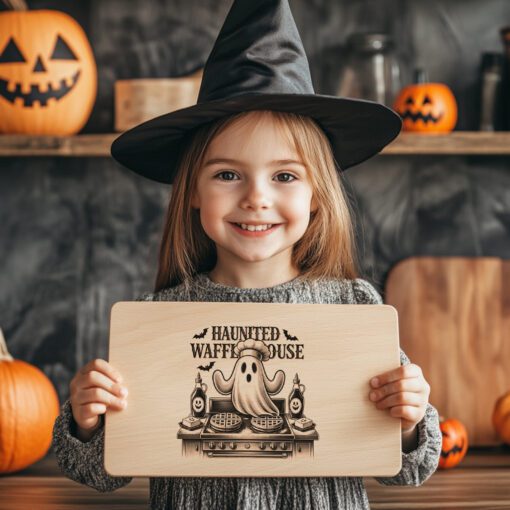 Halloween Laser Engraving File, Ghost Chef Charcuterie Board