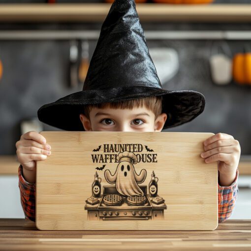 Halloween Laser Engraving File, Ghost Chef Charcuterie Board