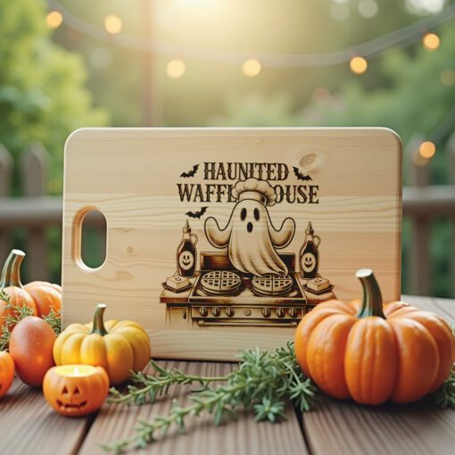 Halloween Laser Engraving File, Ghost Chef Charcuterie Board