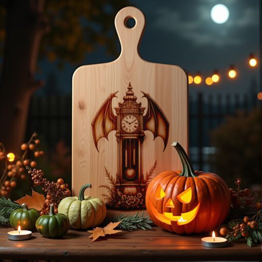 Halloween Laser Engraving File, Gothic Charcuterie Board, Bat