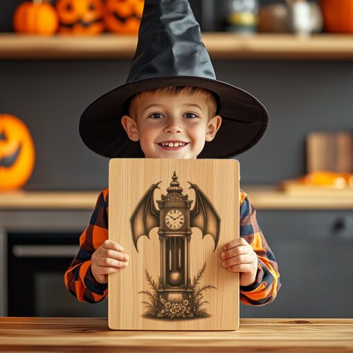 Halloween Laser Engraving File, Gothic Charcuterie Board, Bat