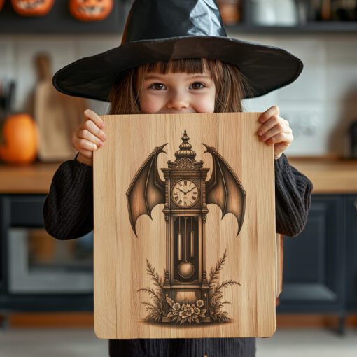 Halloween Laser Engraving File, Gothic Charcuterie Board, Bat