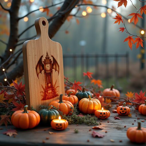 Halloween Laser Engraving File, Gothic Charcuterie Board, Bat