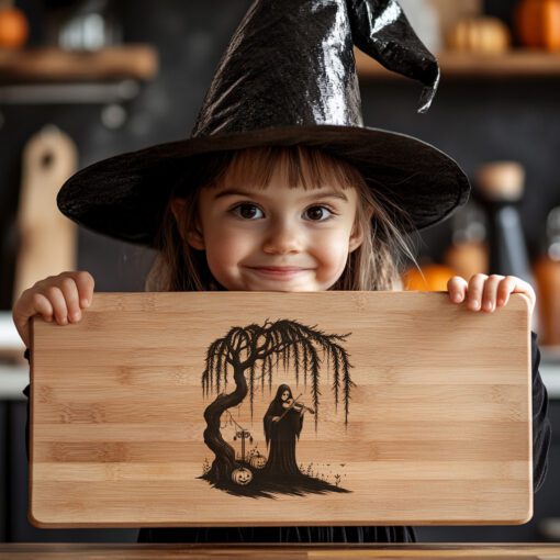 Halloween Laser Engraving File, Gothic Charcuterie Board, Phantom