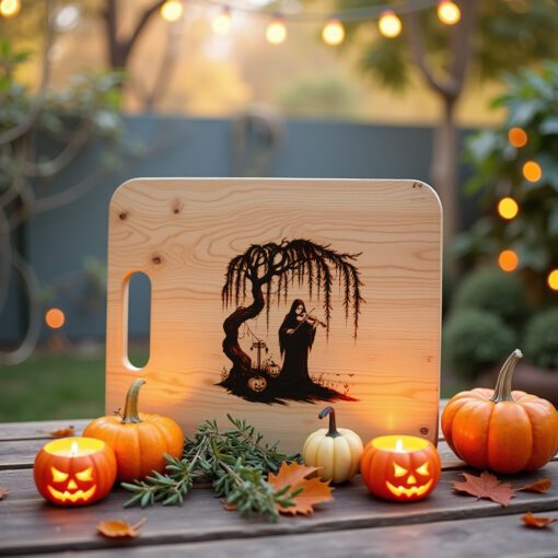 Halloween Laser Engraving File, Gothic Charcuterie Board, Phantom