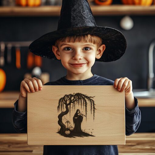 Halloween Laser Engraving File, Gothic Charcuterie Board, Phantom