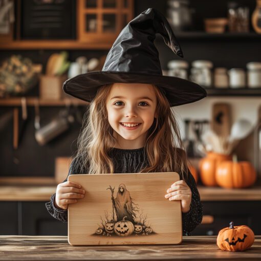 Halloween Laser Engraving File, Spectral Pumpkin Charcuterie Board
