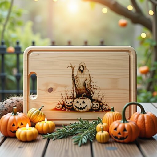 Halloween Laser Engraving File, Spectral Pumpkin Charcuterie Board